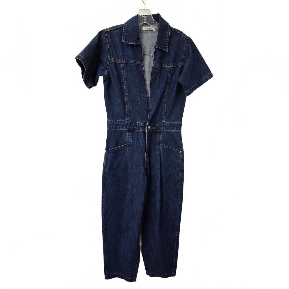 Kontatto Dark Blue Denim Short Sleeve Jumpsuit